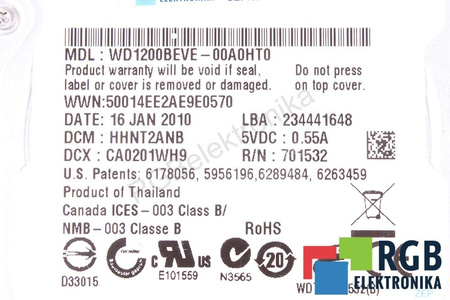 WD1200BEVE-00AHT0 WESTERN DIGITAL WD1200BEVE SCORPIO BLUE