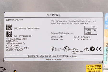 6AV7240-3BC07-0HA0 SIEMENS SIMATIC IPC477D
