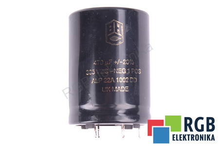 KONDENSATORIUS ALP22A1002DD BHC COMPONENTS LTD 470UF, 385V KONDENSATORIUS