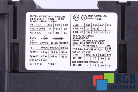 3RT1035-1AP00 SIEMENS SIRIUS 230VAC IE=60A 690V 22KW 24A KONTAKTORIUS