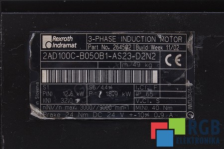 2AD100C-B05OB1-AS23-D2N2 REXROTH INDRAMAT ROTORIAUS