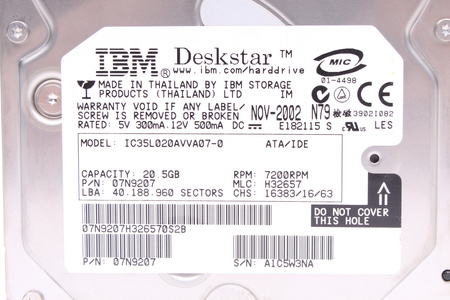 IC35L020AVVA07-0 IBM DESKSTAR 3.5 ATA 20GB