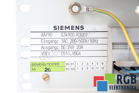 G34900-R3007 SIEMENS PRI 200-500VAC SEC 24VDC TRANSFORMATORIUS
