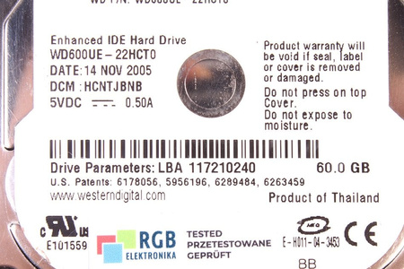 WD600UE-22HCT0 WESTERN DIGITAL SCORPIO WD600 60GB