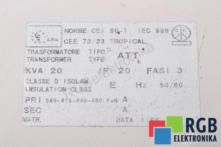 ATT CE S.R.L. 380/415/440/460V TRANSFORMATORIUS