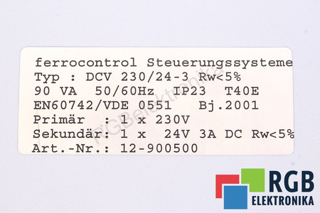 12-900500 FERROCONTROL DCV230/24-3 TRANSFORMATORIUS