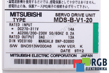 MDS-B-V1-20 MITSUBISHI ELECTRIC SERVO DRIVE UNIT