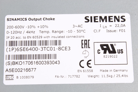6SE6400-3TC01-8CE3 SIEMENS DROSSELIS