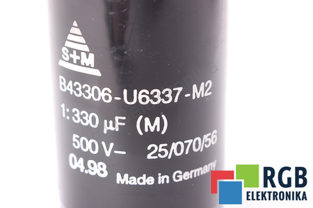 KONDENSATORIUS B43306-U6337-M2 S+M 25/070/56 330UF, 500VDC KONDENSATORIUS