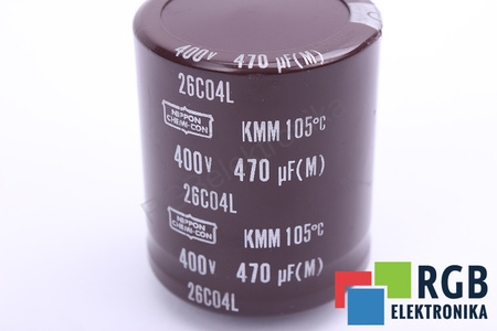 KONDENSATORIUS 26C04L NIPPON KMM105 470UF, 400VDC KONDENSATORIUS