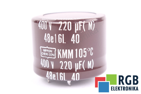 KONDENSATORIUS 48E16L NIPPON 220UF, 400VDC, KMM105 KONDENSATORIUS
