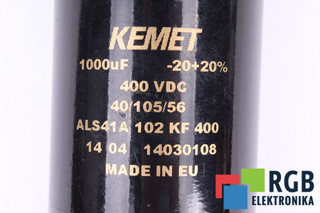 KONDENSATORIUS ALS41A KEMET 1000UF, 400VDC KONDENSATORIUS