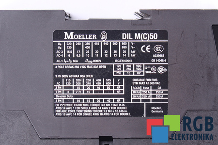 DILM50 MOELLER DILM(C)50 PAGRINDINIAI KONTAKTAI