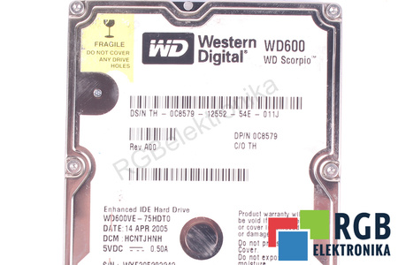 WD600VE-75HDT0 WESTERN DIGITAL WD600 60GB, ATA, 2.5", HDD