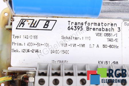 24VDC 15A KWB Z 400VAC TRANSFORMATOR 142/0166