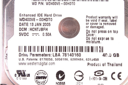 WD400VE-00HDT0 WESTERN DIGITAL WD400 SCORPIO 40GB