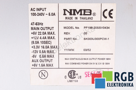 PF198-20SSV0434 NMB TECHNOLOGIES SK003U300PCW-1