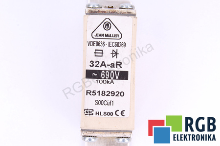 SAUGIKLIS HLS00 JEAN MULLER R5182920 VDE0636-IEC60269 32A-AR, 690V, 100KA SAUGIKLIS