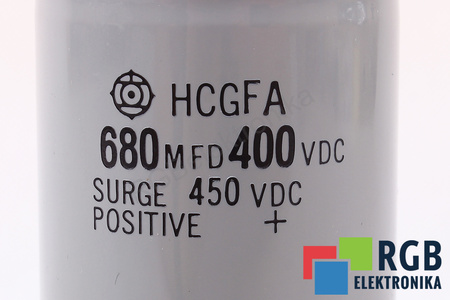 KONDENSATORIUS HCGFA HITACHI 680MFD, 400VDC, 450VDC KONDENSATORIUS