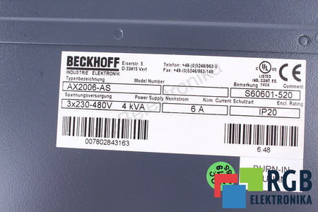 AX2006-AS BECKHOFF S60601-520