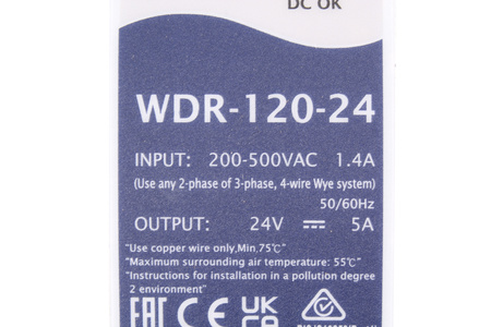WDR-120-24 MEAN WELL DIN AC/DC MAITINIMO
