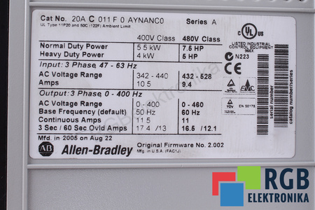 20AC011F0AYNANC0 ALLEN BRADLEY DĖŽĖ