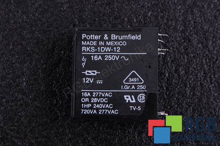 RKS-1DW-12 POTTER&BRUMFIELD 12VDC 16A 250VAC ESTAFETĖ