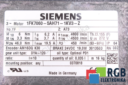 1FK7060-5AH71-1KV3-Z SIEMENS STATORIAUS