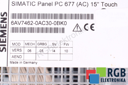 6AV7462-0AC30-0BK0 SIEMENS SIMATIC PANEL PC677
