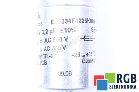 KONDENSATORIUS B25834F4225K001 EPCOS 2.2UF, 600VDC