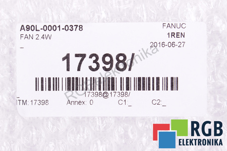 A90L-0001-0378 FANUC 3610KL-05W-B49 92X92X25MM, 24V VENTILIATORIUS