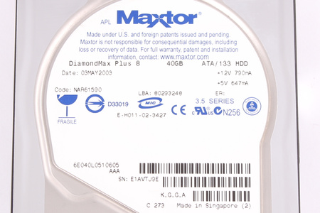 6E040L0510605 MAXTOR DIAMOND MAX PLUS 8 3.5" 40GB IDE