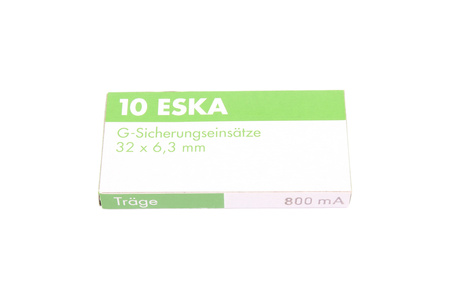 LĖTO VEIKIMO SAUGIKLIS 632.316 ESKA ZGT-0.8A 250V, 0.8A, 6.3X32MM, 10PCS