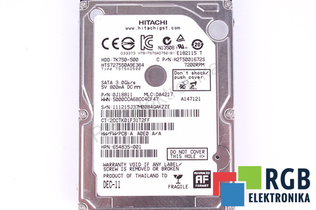 7K750-500 HITACHI TRAVELSTAR 2.5" 500GB SATA