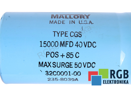KONDENSATORIUS CGS MALLORY 15000UF, 40VDC KONDENSATORIUS