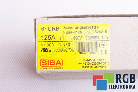 SAUGIKLIS 2028220 SIBA ULTRA RAPID NH000 125A, 690V, 200KA