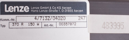 4/7132/04020 LENZE 00357872 370 OHM, 0.15KW