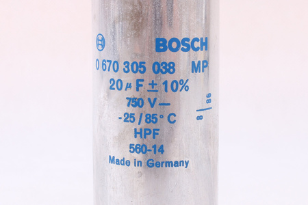 KONDENSATORIUS 0670305038MP BOSCH 20UF, 750VDC