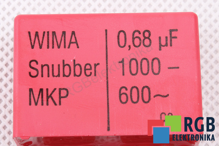 KONDENSATORIUS 0.68UF WIMA 1000VDC, 600VAC, SNUBBER, MKP KONDENSATORIUS