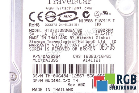 HTS721080G9AT00 HITACHI TRAVELSTAR 80GB