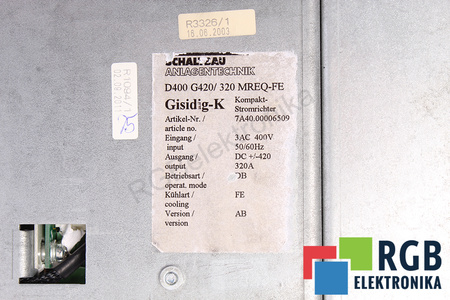 7A40.00006509 SCHALTBAU D400 G420/320 MREQ-FE GISIDIG-K