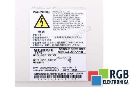 MDS-A-SP-110 MITSUBISHI ELECTRIC SPINDLE DRIVE UNIT
