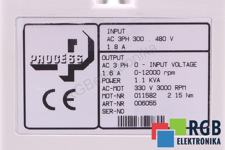 ART.NR. 006055 KEB 1.1KVA 0-12000RPM 1.6A PROCESS