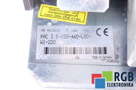 RAC3.5-150-460-L00-W1-220 INDRAMAT R911256108 AC-MAIN SPINDLE DRIVE