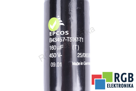 KONDENSATORIUS B43457-T5167-T1 EPCOS 450VDC, 160UF KONDENSATORIUS