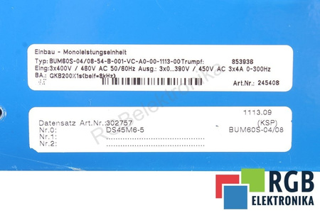 BUM60S-04/08-54-B-001-VC-A0-00-1113-00 TRUMPF 853936 DALIMS