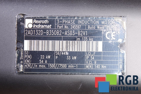 2AD132D-B35OB2-AS03-B2V1 REXROTH INDRAMAT R911245597