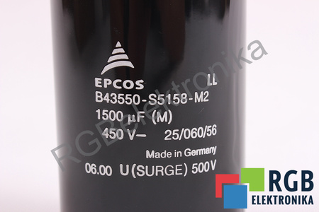 KONDENSATORIUS B43550-S5158-M2 EPCOS U SURGE 500V 1500UF, 450VDC