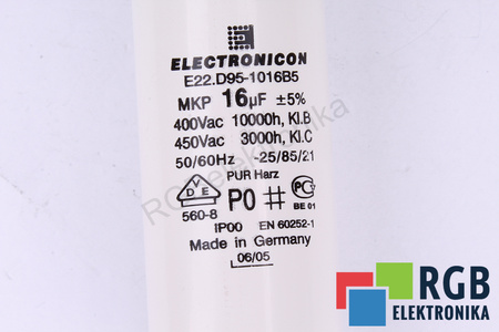 KONDENSATORIUS E22.D95-1016B5 ELECTRONICON 16UF KONDENSATORIUS