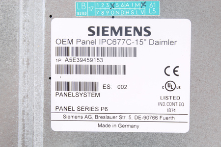 A5E39459153 SIEMENS OEM PANEL IPC677C-15"DAIMLER KOMPIUTERIO PANELĖ